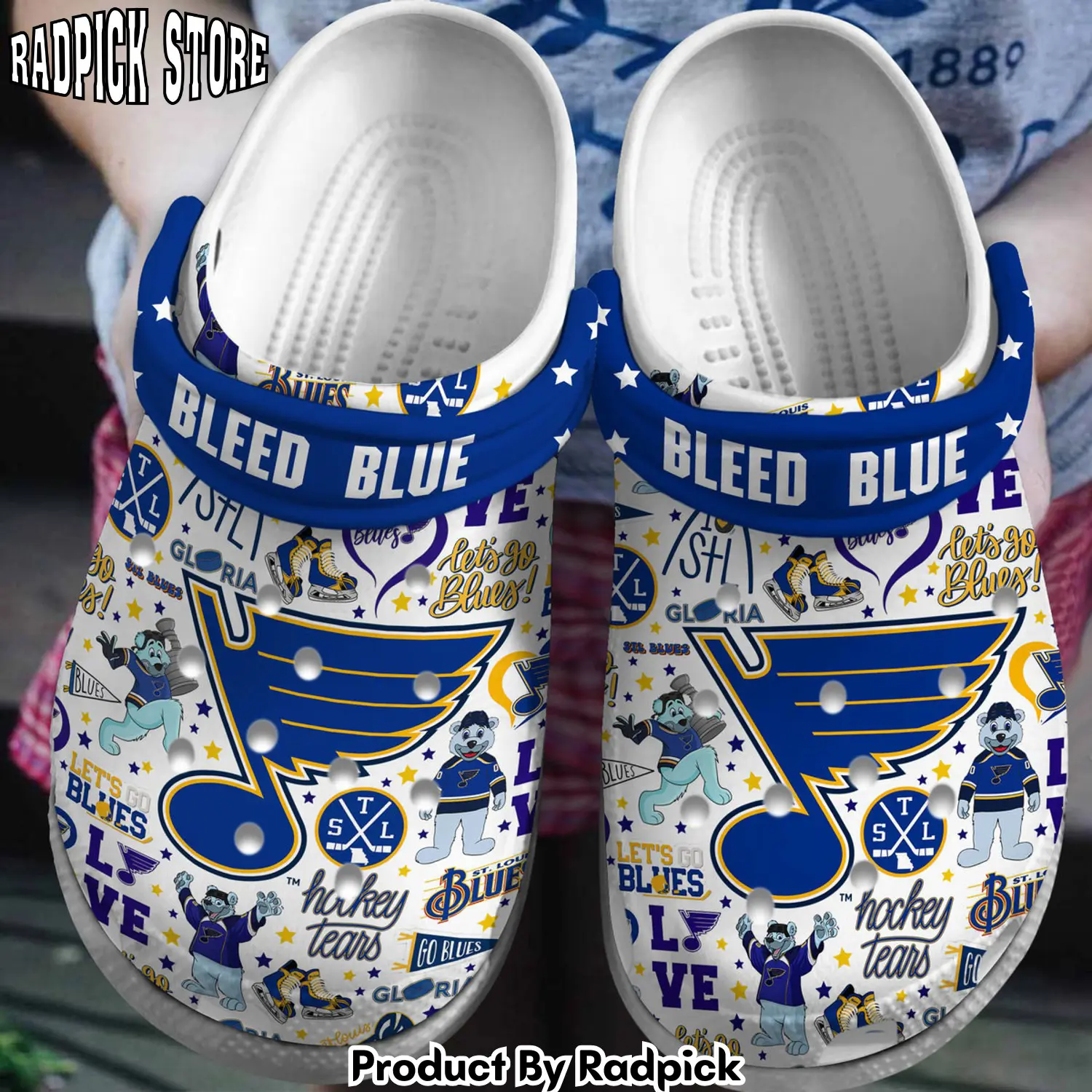 Radpick st louis blues nhl sport crocss crocband clogs shoes comfortable for men women and kids footwearelite exclusive ugk rp6521268